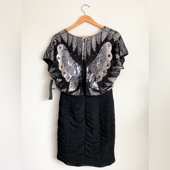 AIDAN MATTOX Sequin Beaded Butterfly Disco Formal Dress Cocktail Glam Wedding 2 - Picture 11 of 14